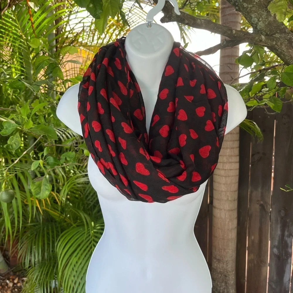 INFINITY SCARVES Heart & Anchor Print x2